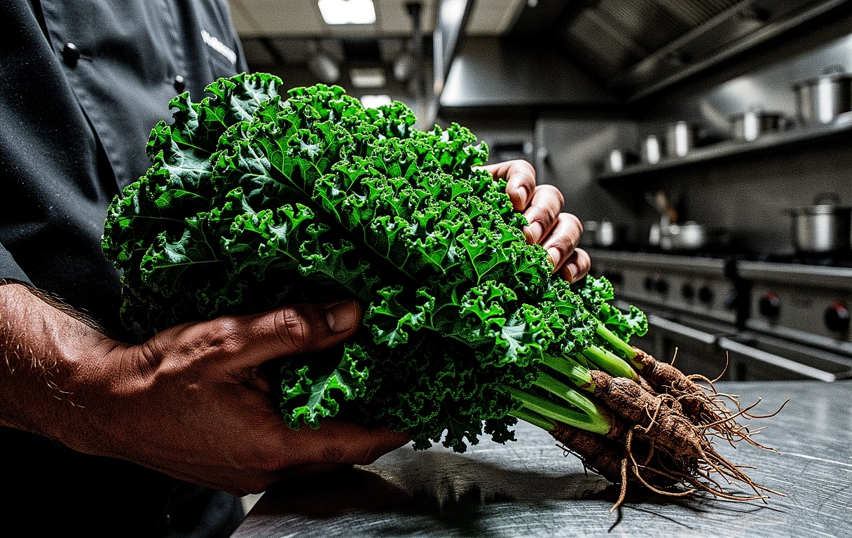 Frischer Grünkohl in der Küche